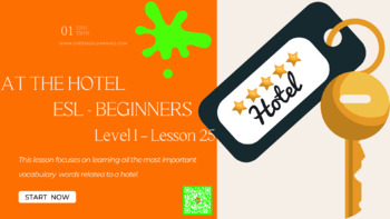 Preview of At The Hotel / ESL PDF LESSON / (easy no prep lesson)