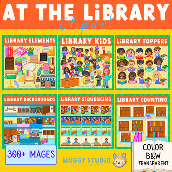 Preview of At The Library-Book Shop Clip Art Bundle