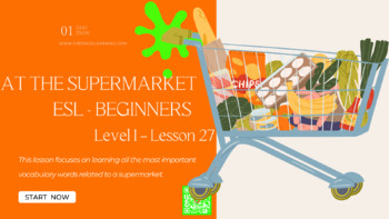 Preview of At The Supermarket / ESL PDF LESSON / (Independent Packet)