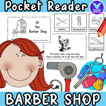 Preview of At the Barber Shop GAME Pocket Chart Match Vocab Kindergarten NO PREP Activities