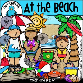 At the Beach Clip Art Set - Chirp Graphics by Chirp Graphics | TpT