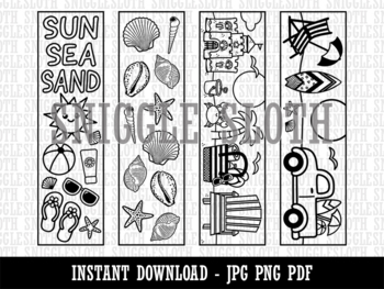 At the Beach Coloring Bookmarks Instant Digital Download Print ...