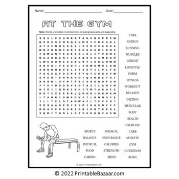 At the Gym Word Search