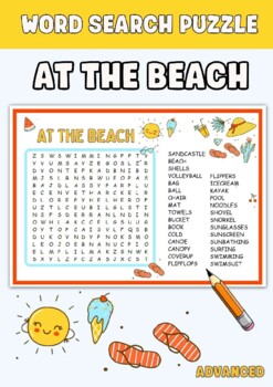 Preview of At the beach Word Search Puzzle Worksheet Activities