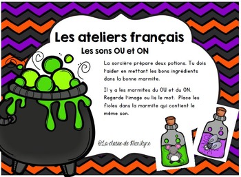 Preview of Atelier français Les sons OU et ON dans la marmite