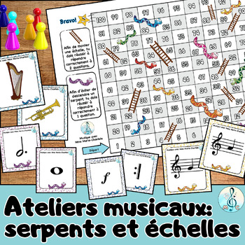 Preview of Ateliers d'éducation musicale: jeu de serpents & échelles avec cartes-éclair
