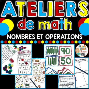 Preview of French Numbers to 100 Math Centers - Ateliers de math French Math Centres & Game