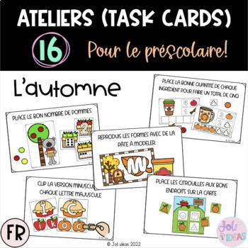 Preview of Ateliers maternelle - L'automne - Task cards in French