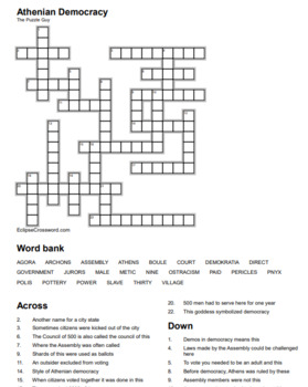 Athenian Democracy/Democracy of Athens crossword by The Puzzle Guy