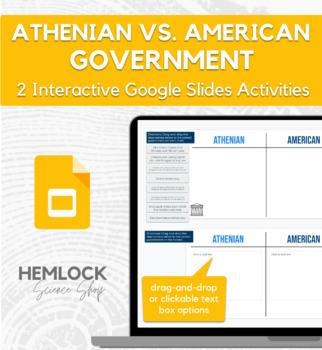 Preview of Athenian vs. American Government Comparison - drag-and-drop, describe in Slides