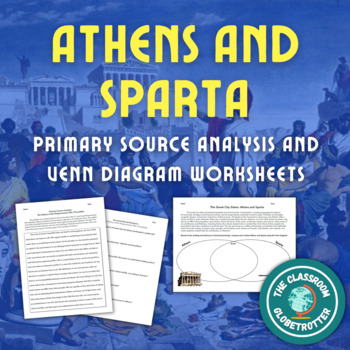 Preview of Athens and Sparta - Primary Source Analysis and Venn Diagram Worksheets