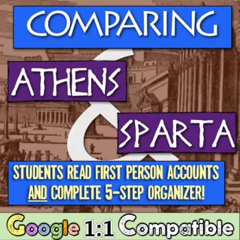 Preview of Athens vs Sparta Activity | 5-Step Organizer to Teach Athens and Sparta!