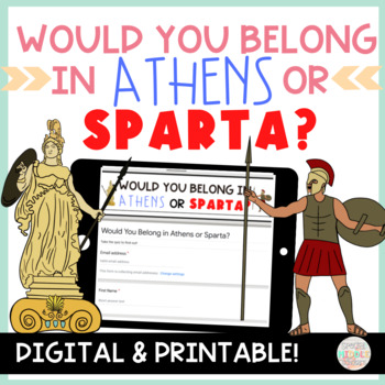 Preview of Athens or Sparta Where Would You Belong Quiz Digital Printable