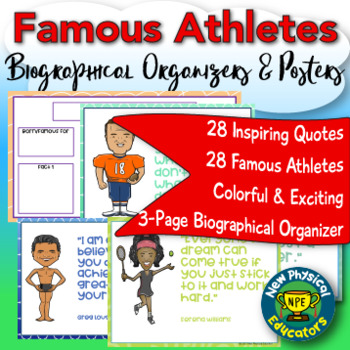 Athletes Inspirational Quotes Posters With Biography Graphic Organizers