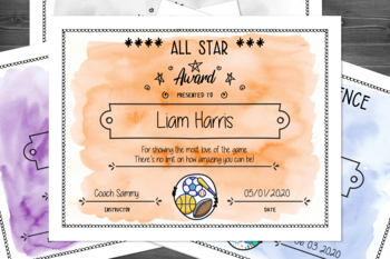 Preview of Athletic Award Certificate Template for Kids - Digital Download