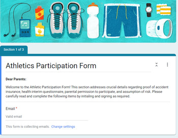 Preview of Athletics Participation Form