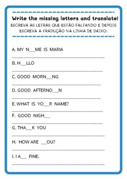 Atividade - Greetings 6 ano - Inglês