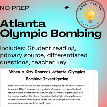 Preview of Atlanta Olympic Bombing: True Crime Forensic Science Reading Comprehension