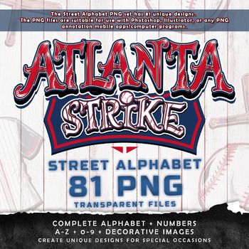 Preview of Atlanta Strike Graffiti Street Alphabet Font, 81 PNG Transparent Files