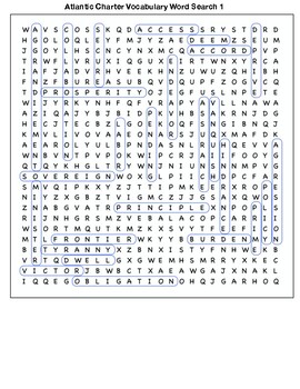 Atlantic Charter Vocabulary Word Search by Northeast Education | TPT