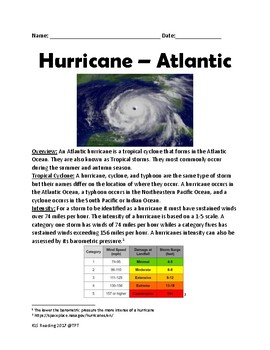 Atlantic Hurricane - Lesson facts information review article with questions