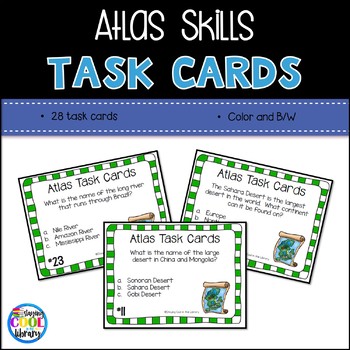 Preview of Atlas and Map Skills Task Cards