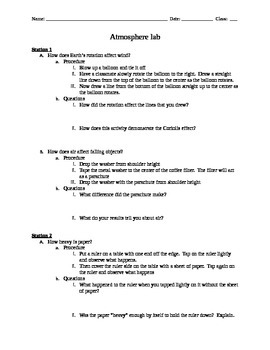 Preview of Atmosphere lab activity stations