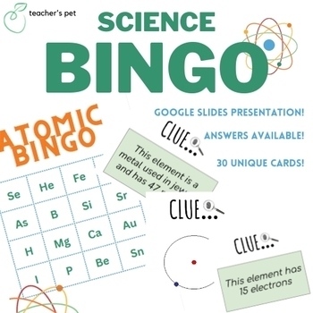 Preview of Atom Bingo! Master The Periodic Table with Clues/Questions! A Great Science Game