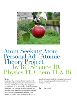 Preview of NO PREP | Atom Seeking Atom Personal Ad - Atomic Theory Project