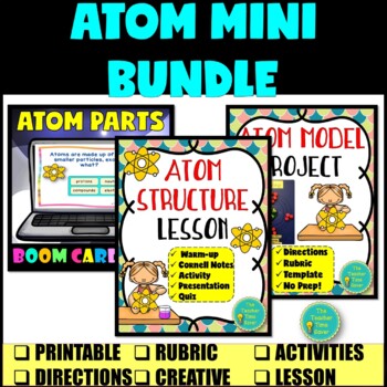 Preview of Atoms, Matter and Periodic Table of Elements Lesson Project Activity Task Cards