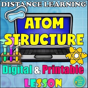 Preview of Atom Structure Google Slides Lesson, Notes & Activity | Science Matter Unit