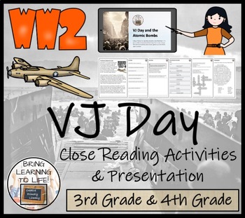 Preview of Atomic Bombs & VJ Day Close Reading Comprehension | 3rd Grade & 4th Grade