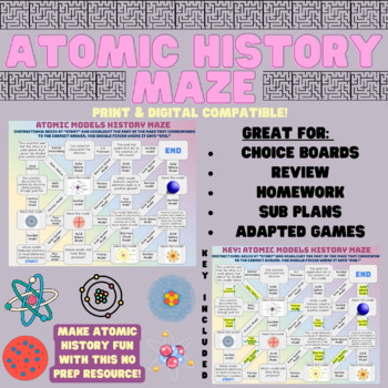 Preview of Atomic History Maze | Activity, Worksheet | Scientists, Experiments & Models