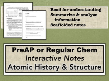 Preview of Atomic History & Structure Interactive Notes