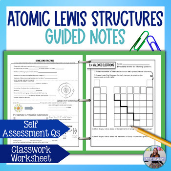 Preview of Valence Electrons and Atomic Lewis Structures Guided Notes Lesson & Worksheet