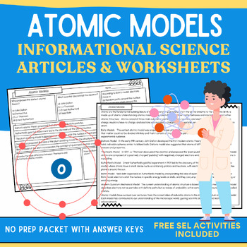 Preview of Atomic Models: Informational Reading Passages, Worksheets, & Answer Key