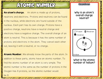 Atomic Number Activity by Teaching Muse | Teachers Pay Teachers
