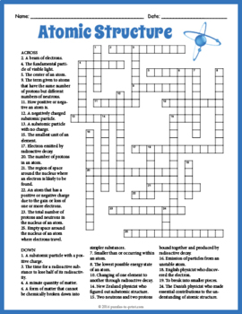 ATOMIC STRUCTURE Crossword Puzzle Worksheet Activity by Puzzles to Print