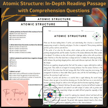 Preview of Atomic Structure: In-Depth Reading Passage with Comprehension Questions