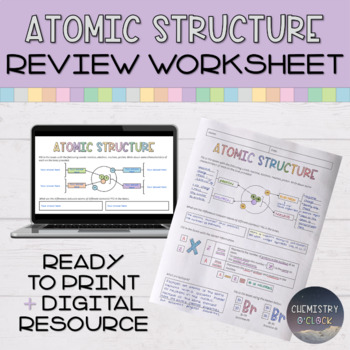 Preview of Atomic Structure, Isotopes, Ions - Review Worksheet