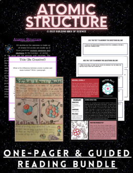 Preview of Atomic Structure One-Pager + Guided Reading Activity Bundle