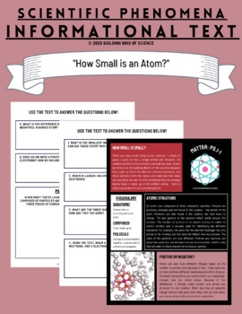 Preview of Atomic Structure PDF + Digital Guided Reading Activity