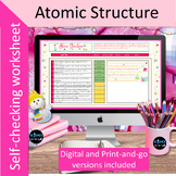 Atomic Structure Self Checking Worksheet with winter theme