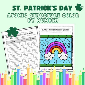 Preview of Atomic Structure St. Patrick's Day Color by Number