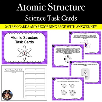 Preview of Atoms, Atomic Structure, and Subatomic Particles Activity - Science Task Cards