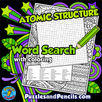 Preview of Atomic Structure Word Search Puzzle with Coloring Activity | Physics Wordsearch