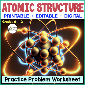Preview of Atoms and Atomic Structure Worksheet - Parts of Atoms and Average Atomic Mass