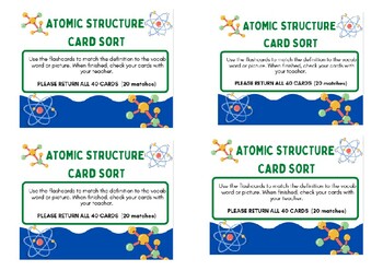 Preview of Atomic Structure and Nuclear Chemistry - Card Sort