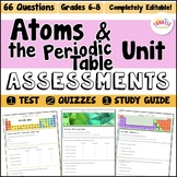 Atoms and Periodic Table Test Quiz Study Guide Assessment 