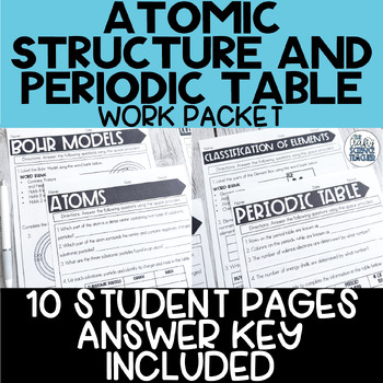 Preview of Atomic Structure and Periodic Table Work Packet - Middle School Science